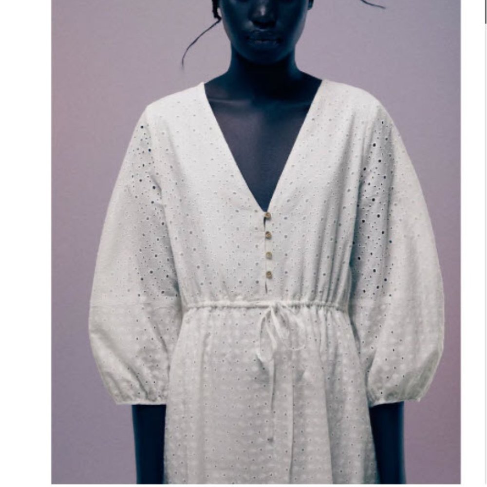 NEW WITH TAGS  ZARA DRESS WITH CUTWORK EMBROIDERY - Picture 4 of 10